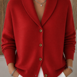 Collared Neckline Button-Front Knit Cardigan