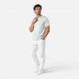 Fitted Short Sleeve Shirt with Round Neck