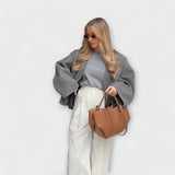 Oversized Wide Tote Bag with Shoulder Straps