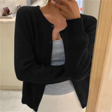 Women's Cardigan with Round Neck Button Front and Long Sleeves for Office Wear