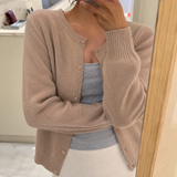 Women's Cardigan with Round Neck Button Front and Long Sleeves for Office Wear