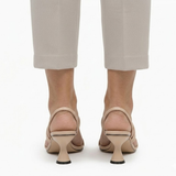 Women's High Heels with Strappy Square Toe and Sculpted Flared Heel