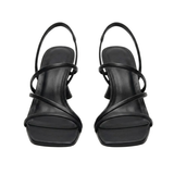 Women's High Heels with Strappy Square Toe and Sculpted Flared Heel