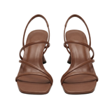 Women's High Heels with Strappy Square Toe and Sculpted Flared Heel