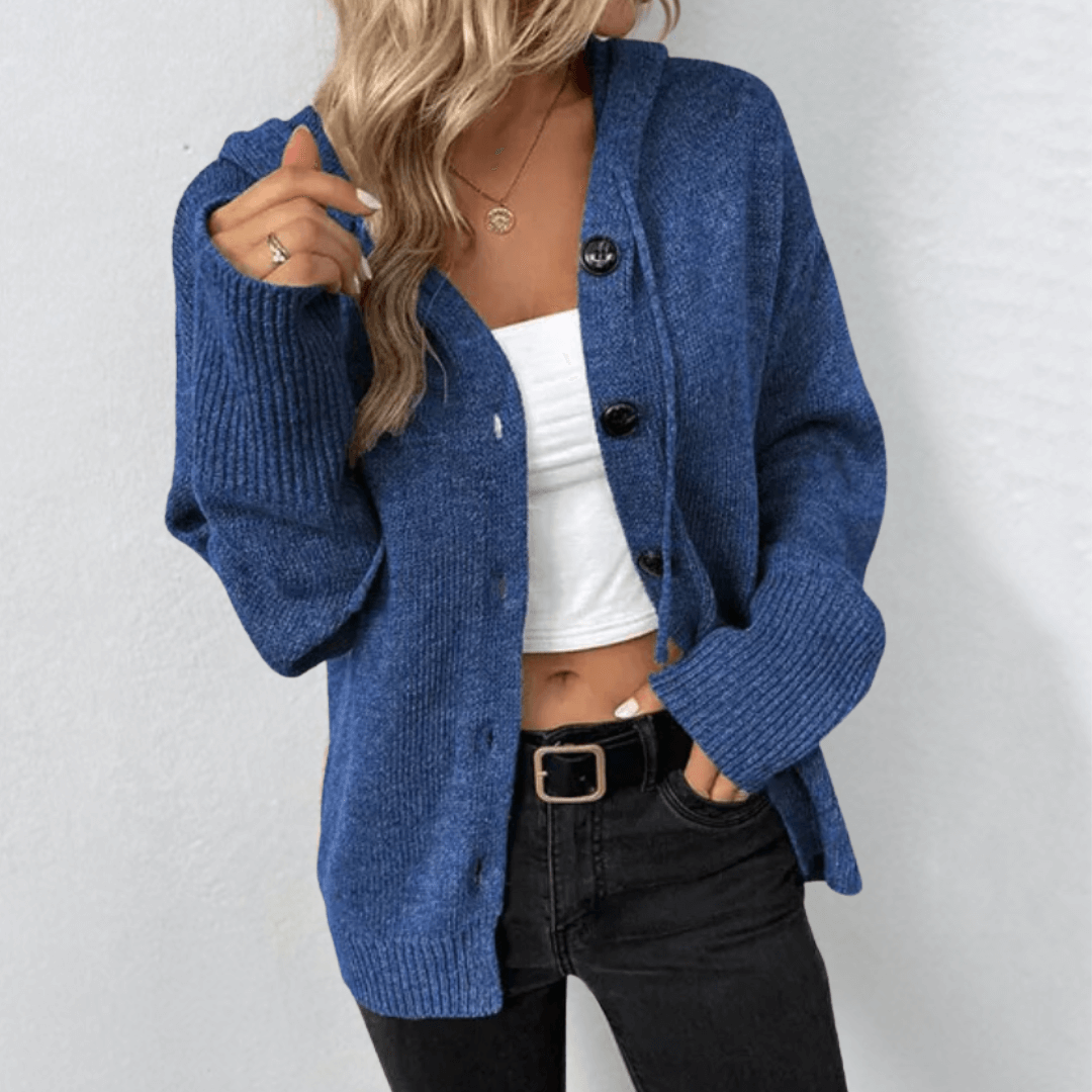 Oversized Hooded Cardigan with Ribbed Cuffs
