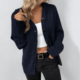 Oversized Hooded Cardigan with Ribbed Cuffs