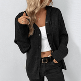 Oversized Hooded Cardigan with Ribbed Cuffs