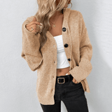 Oversized Hooded Cardigan with Ribbed Cuffs