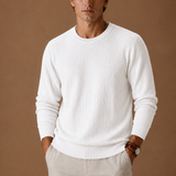 Long Sleeve Cable Knit Sweater with Crew Neck