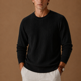 Long Sleeve Cable Knit Sweater with Crew Neck