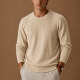 Long Sleeve Cable Knit Sweater with Crew Neck