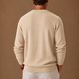 Long Sleeve Cable Knit Sweater with Crew Neck