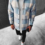Plaid Button-Front Shirt Jacket with Chest Pocket