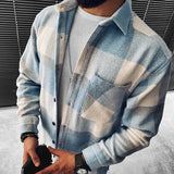 Plaid Button-Front Shirt Jacket with Chest Pocket