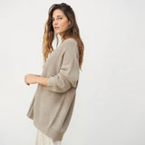 Oversized Ribbed Knit Cardigan with V-Neck and Button Front
