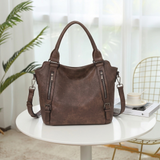 Shoulder Tote Bag with Crossbody Strap and Zip Pockets