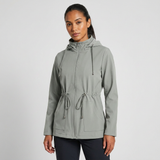 Hooded Zip-Front Jacket with Drawstring Waist and Patch Pockets