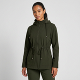 Hooded Zip-Front Jacket with Drawstring Waist and Patch Pockets