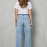 Ripped High-Waisted Wide-Leg Denim Jeans