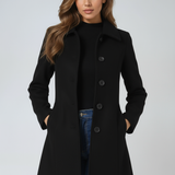 Single-Breasted Tailored Longline Trench Coat with Collar