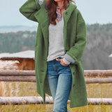 Hooded Longline Wool Coat with Side Pockets