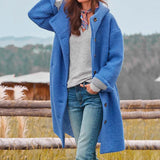 Hooded Longline Wool Coat with Side Pockets