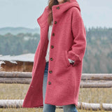 Hooded Longline Wool Coat with Side Pockets