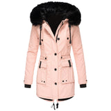 Hooded Faux Fur Coat with Drawstring