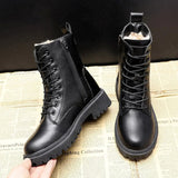 Women’s Lace-Up Wool Boots with Side Zip