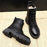 Women’s Lace-Up Wool Boots with Side Zip