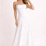 Lace Maxi Dress with Square Neck and Spaghetti Straps