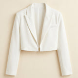 Cropped Tailored Blazer with Lapel Collar