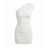 One-Shoulder Ruched Bodycon Mini Dress