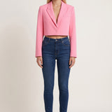 Cropped Tailored Blazer with Lapel Collar
