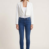 Cropped Tailored Blazer with Lapel Collar