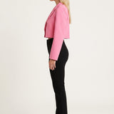 Cropped Tailored Blazer with Lapel Collar