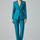 Tailored Button-Front Blazer Set with Straight-Leg Trousers