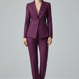 Tailored Button-Front Blazer Set with Straight-Leg Trousers