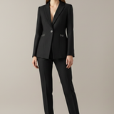 Tailored Button-Front Blazer Set with Straight-Leg Trousers