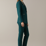 Tailored Button-Front Blazer Set with Straight-Leg Trousers
