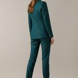 Tailored Button-Front Blazer Set with Straight-Leg Trousers
