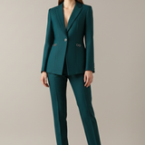 Tailored Button-Front Blazer Set with Straight-Leg Trousers