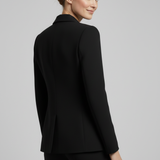 Fitted Double-Breasted Blazer with Button Front and Flap Pockets