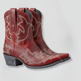 Embroidered Ankle Boots with Block Heel
