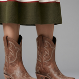 Embroidered Ankle Boots with Block Heel