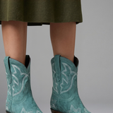 Embroidered Ankle Boots with Block Heel