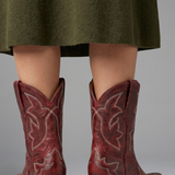 Embroidered Ankle Boots with Block Heel