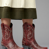 Embroidered Ankle Boots with Block Heel
