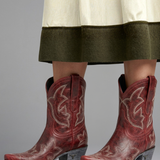 Embroidered Ankle Boots with Block Heel