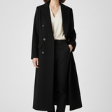 Double-Breasted Longline Trench Coat with Notched Lapel